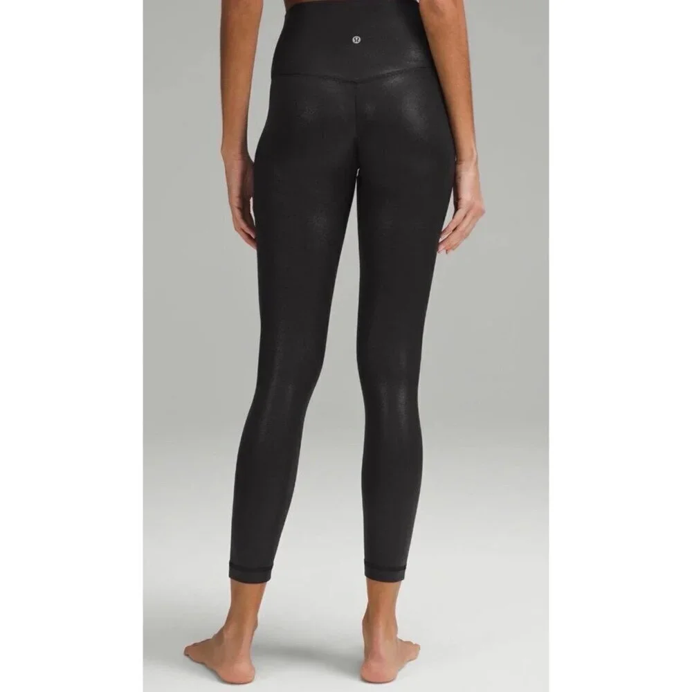 Lululemon Align High-Rise Pant ShineRadiate Foil Print Black Shimmer Leggings 4